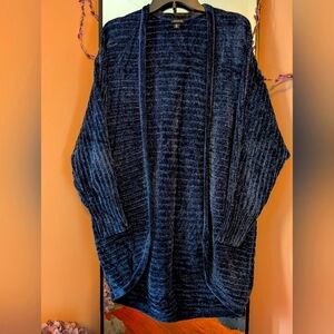 Deep Navy Blue Chenille Cocoon Cardigan